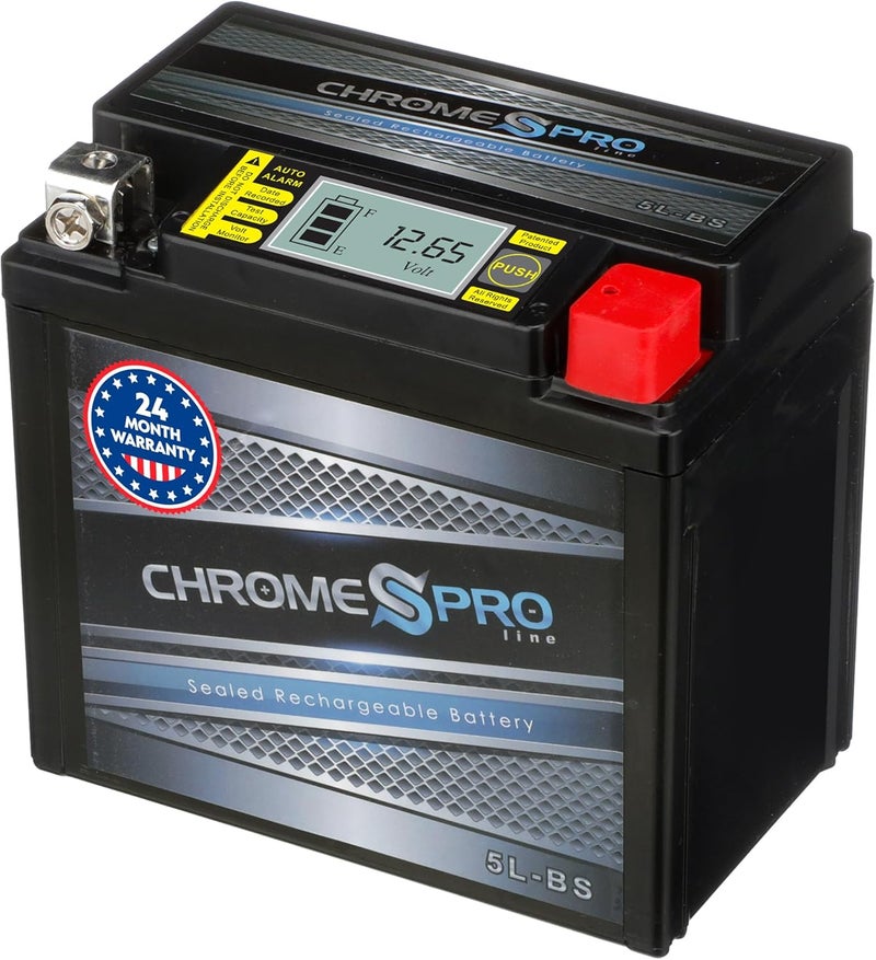 Chrome S Pro Chrome Pro iGel YTX5L-BS Battery – 70 CCA, Gel Electrolyte, LCD Display, 12V 4Ah – Fits ATV, Motorcycle, Scooter, Jet Ski, Dirt Bike, UTV, Snowmobile & More – T3 Nut & Bolt Terminal - Image 1